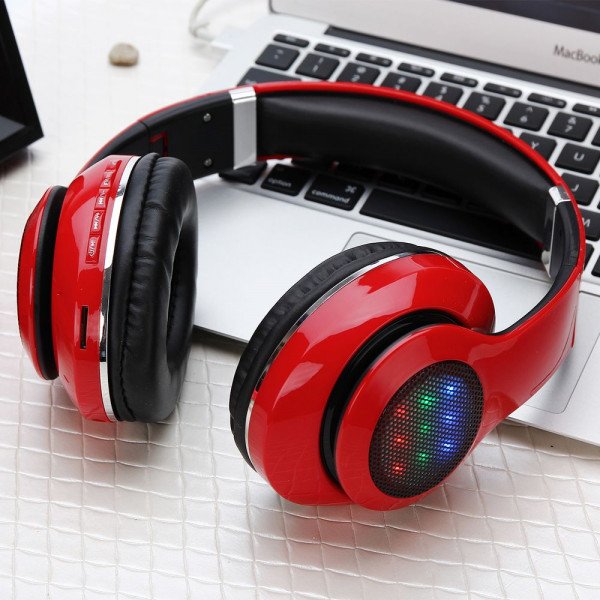 Wholesale LED Light HD Wireless Bluetooth Stereo Headphone STN460L (Red)